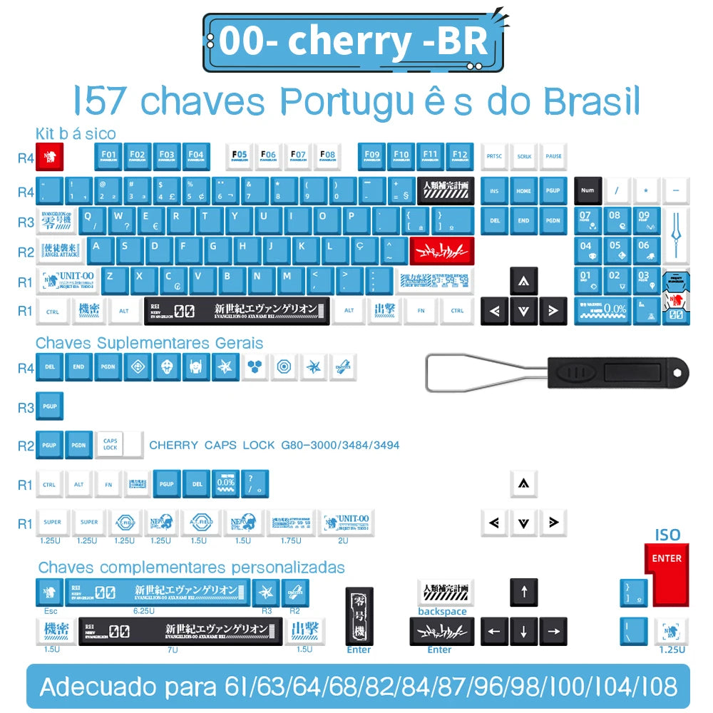 Spanisch/Französisch/Deutsch/Japanisch/Koreanisch/Russisch Anime-Tastenkappen, individuell gestaltet, Cherry Profile Keycap ISO-Layout für mechanische Tastatur