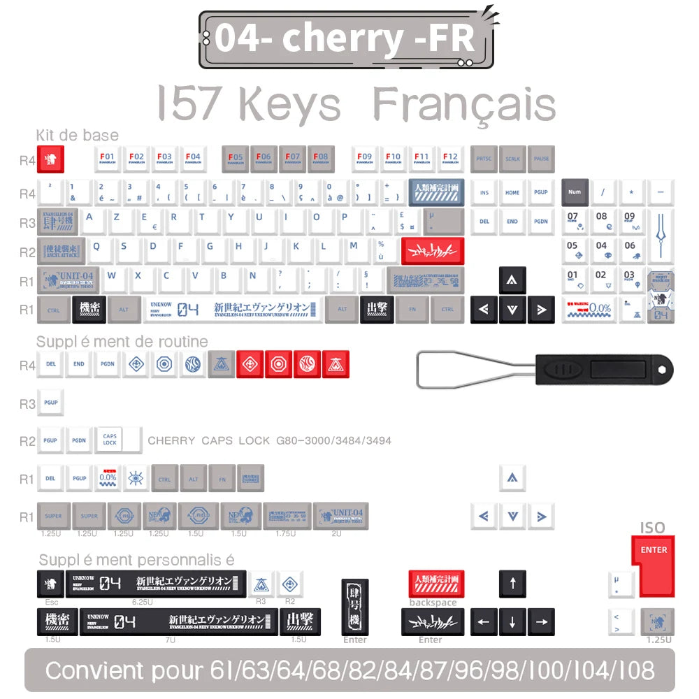 Spanisch/Französisch/Deutsch/Japanisch/Koreanisch/Russisch Anime-Tastenkappen, individuell gestaltet, Cherry Profile Keycap ISO-Layout für mechanische Tastatur