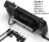 Steam Deck Docking Station with Fan 11-in-1 HDMI 2.0 Compatibility 4k@60hz Gigabit Ethernet Fast Charging