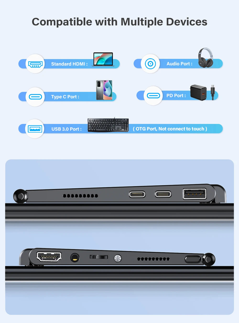 17.3/15.6 inch IPS Ultra Slim Monitor Portable 1080P HDR HDMI Type-C Display