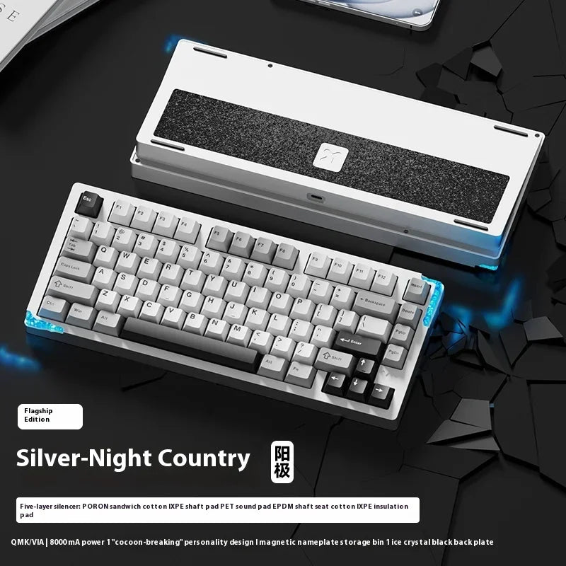 WEIKAV Stars75 E-sports Mechanical Keyboard QMK VIA  Aluminium Alloy Wireless Buletooth Three-Mode