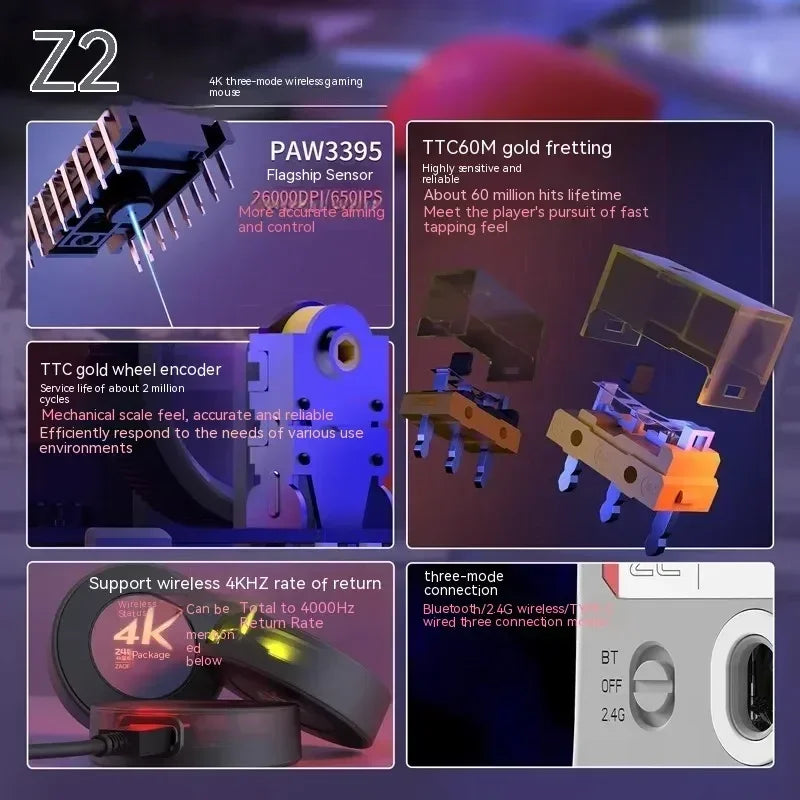 Zaopin Z2 4k three-mode Wireless Game Mouse