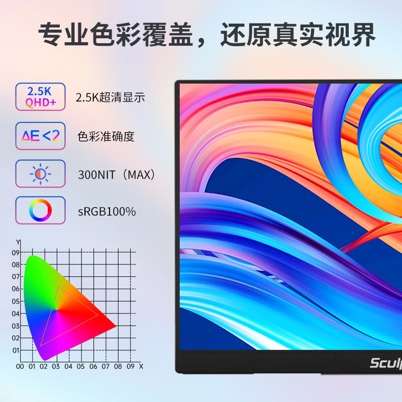 Sculptor 16 inch Monitor 2.5K Portable Screen 100% sRGB QHD