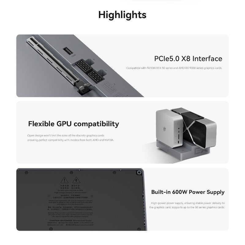 Beelink Multi-Functional EX Pro Docking Station 600w power supply PCle x8 lossless external desktop independent display expandable network card