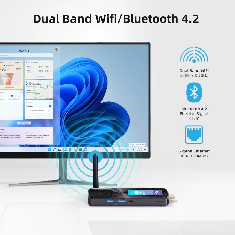 MeLE Lüfterloser Mini-PC-Stick N100 Windows 11 Pro N4000 8 GB 256 GB, Mikrocomputer-Stick HDMI 4K Gigabit Ethernet, Wi-Fi5 PCG02