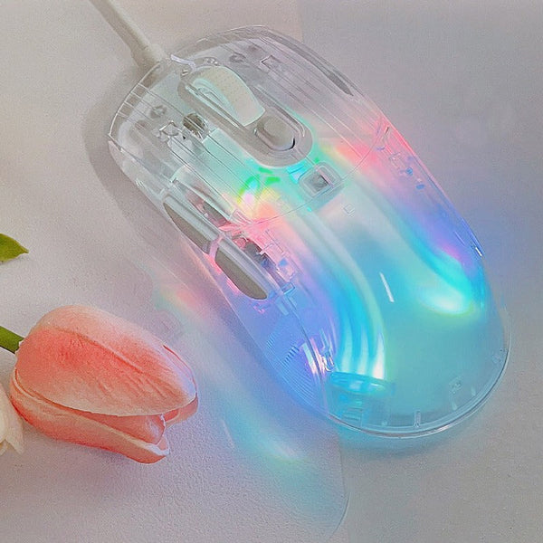 Q8 Transparent Wired Wireless Bluetooth Mouse Mute RGB Colorful Game ...