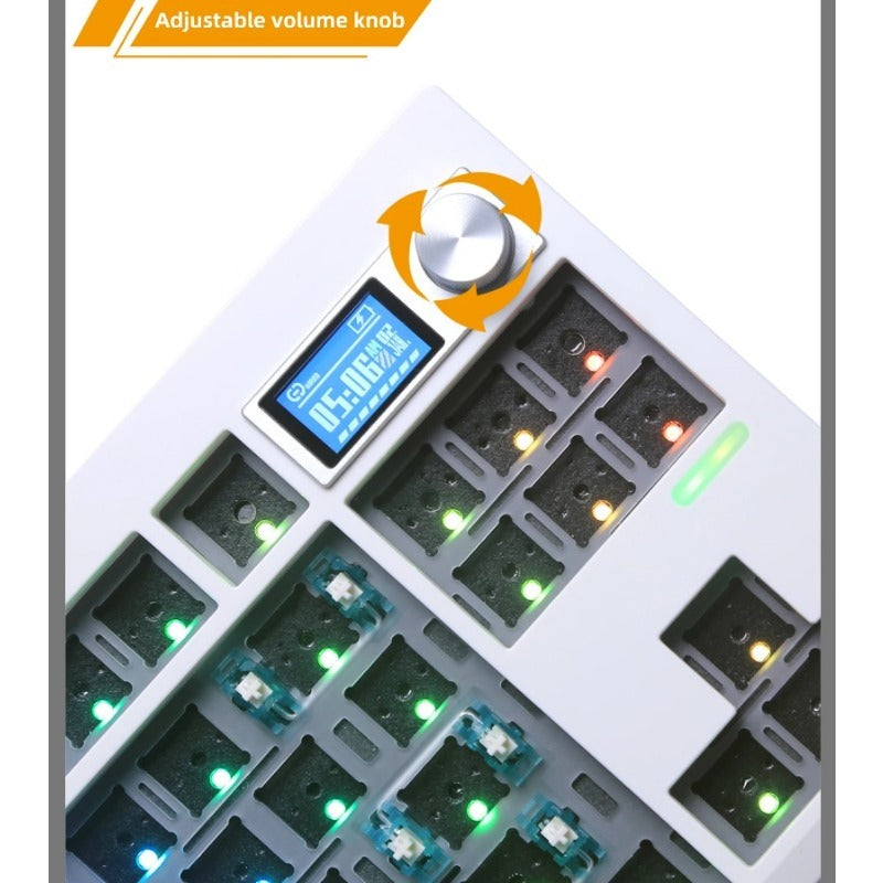 ZUOYA Gmk87 Dichtungsmontiertes Bluetooth 5.1/2.4G/Typ-C Kabelgebundenes mechanisches Tastaturkit mit TFT-Bildschirm für Mac/Win