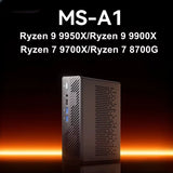 MINISFORUM MS-A1 AMD Gaming Mini-PC Ryzen 9 9950X R7 9700X 4 * NVMe 2 * 2,5G LAN 2 * DDR5 Oculink Leistungsstarke Computer-Workstation WiFi6