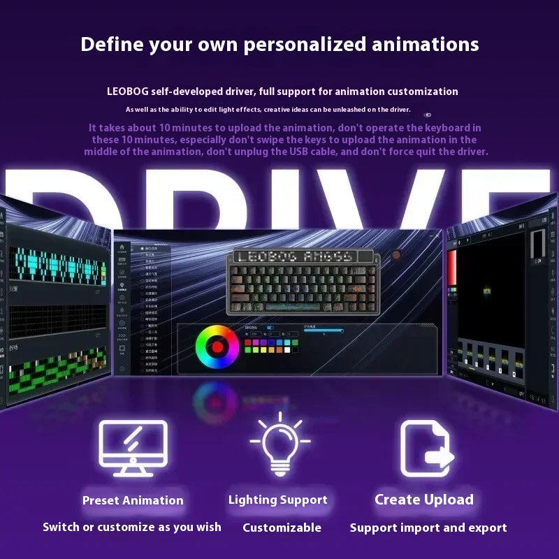 LEOBOG AMG65 Mechanical Keyboard With TFT LED Screen 3mode RGB Hot Swap