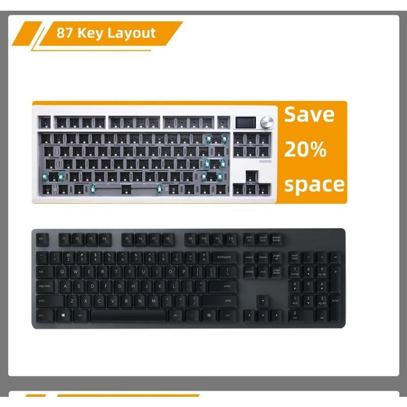 ZUOYA Gmk87 Dichtungsmontiertes Bluetooth 5.1/2.4G/Typ-C Kabelgebundenes mechanisches Tastaturkit mit TFT-Bildschirm für Mac/Win