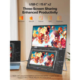 Triple Screen 15.6" Portable Foldable Monitor 1080P IPS Dual Screen