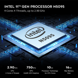 Beelink Mini S Mini PC Windows 11 Intel 11th Gen N5095 Mini PC DDR4 8GB 128GB SSD