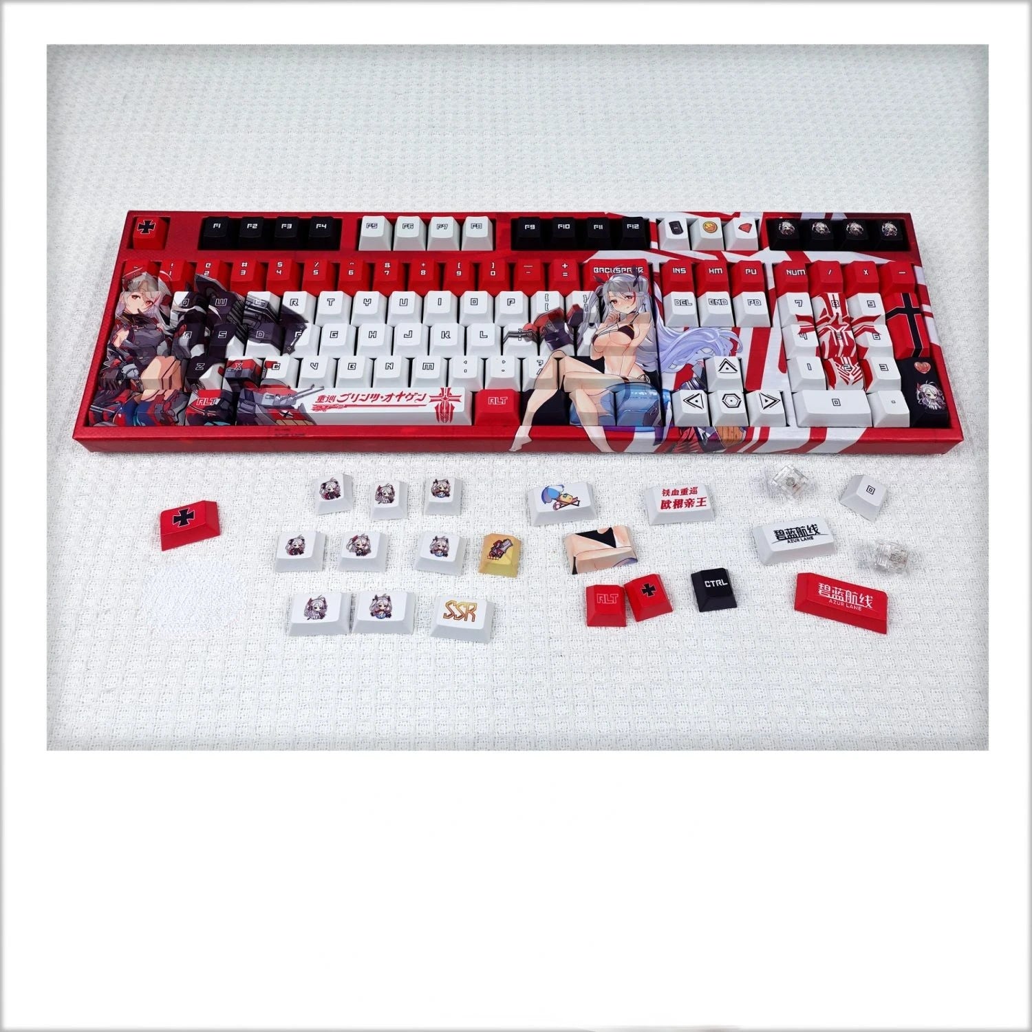 108 Tasten/Set Azur Lane KMS Prinz Eugen PBT-Tastenkappen Anime-Spiele Beauty Girl-Tastenkappen Kirschhöhe für mechanische DIY-Tastaturen