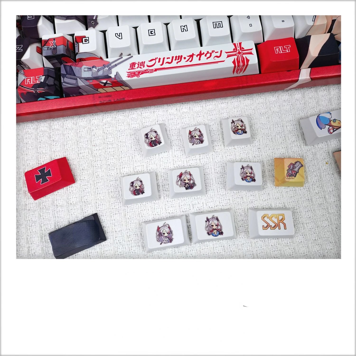 108 Tasten/Set Azur Lane KMS Prinz Eugen PBT-Tastenkappen Anime-Spiele Beauty Girl-Tastenkappen Kirschhöhe für mechanische DIY-Tastaturen