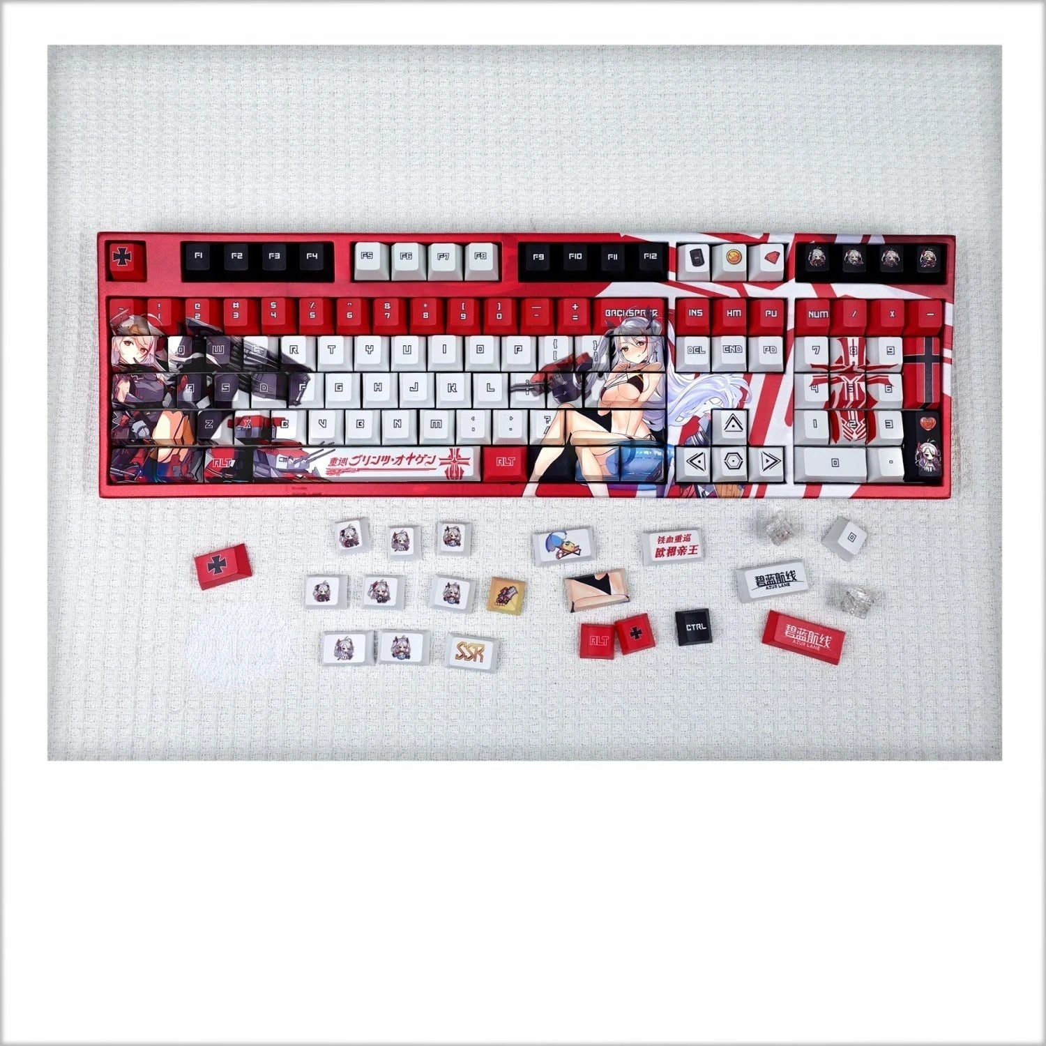 108 Tasten/Set Azur Lane KMS Prinz Eugen PBT-Tastenkappen Anime-Spiele Beauty Girl-Tastenkappen Kirschhöhe für mechanische DIY-Tastaturen