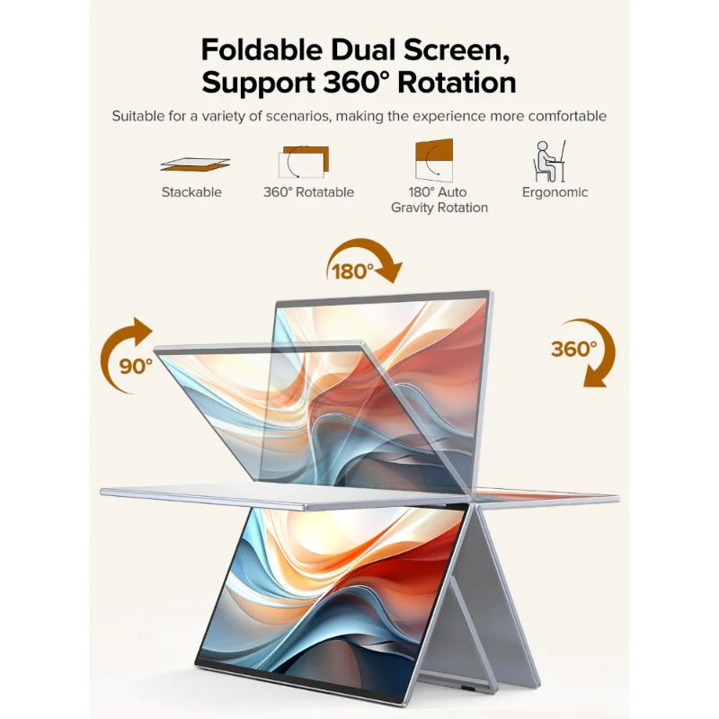 Triple Screen 15.6" Portable Foldable Monitor 1080P IPS Dual Screen