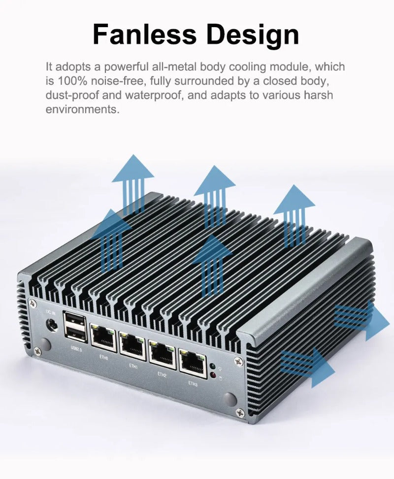 chatreey 2.5G pfSense Firewall intel Pentium N4000 4*Intel i225 Nics Soft Router DDR4 Fanless Mini PC OPNsense chatreey