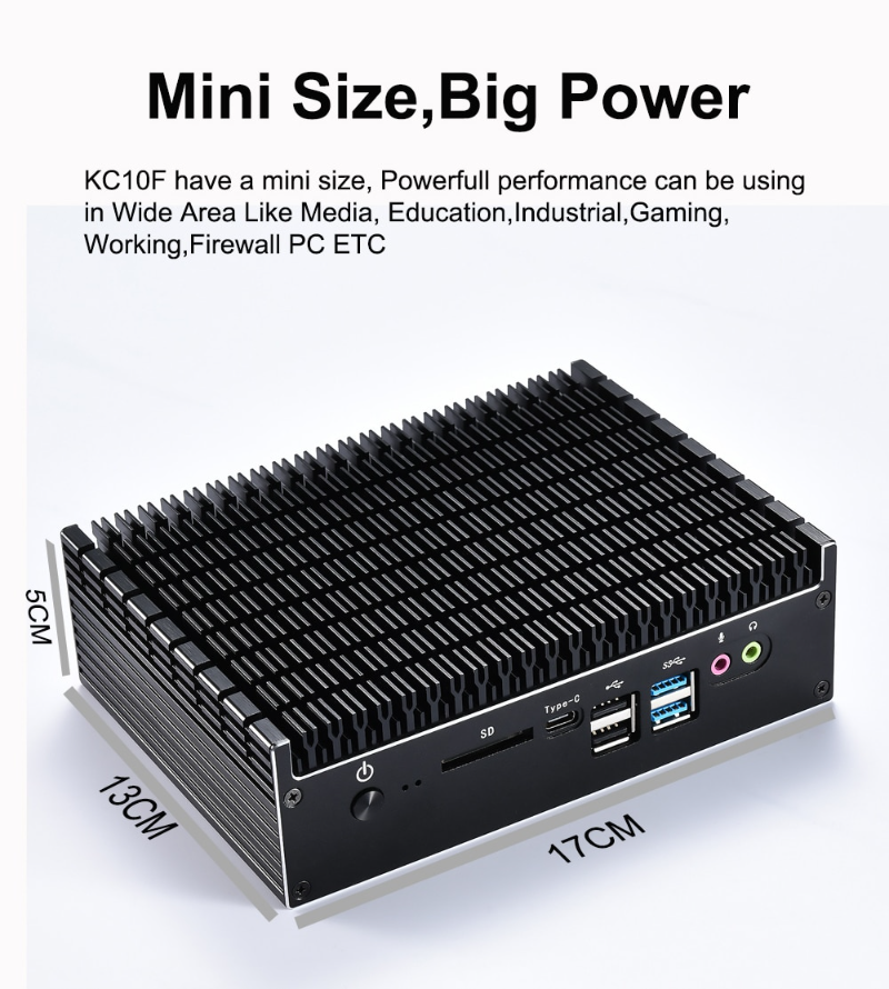 Mini PC Fanless Design Intel  Core i5 i7 Dual Lan 4K Output Gaming Industrial Computer
