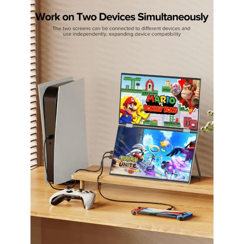 Triple Screen 15.6" Portable Foldable Monitor 1080P IPS Dual Screen