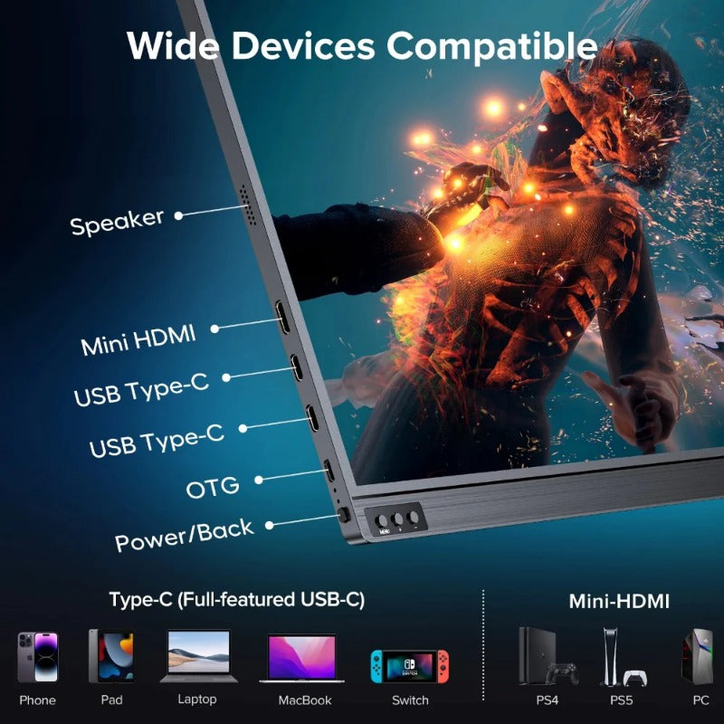 16.1 Inch 2K 144Hz Gaming Monitor Portable Laptop Display