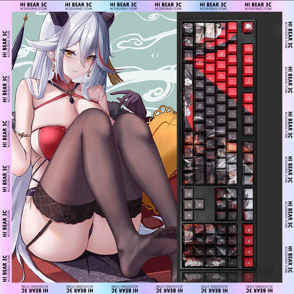Azur Lane Kms Agir Tastenkappen Sublimation 108 Schlüssel Pbt Tastenkappe Sexy Hentai Benutzerdefinierte Mechanische Tastatur Tastenkappen Set Gamer Zubehör
