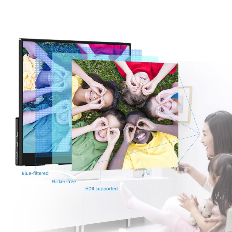 GMKTEC KD3 Tragbarer Bildschirmmonitor 1920x1080P 2K 15,8 Zoll mit zwei Lautsprechern