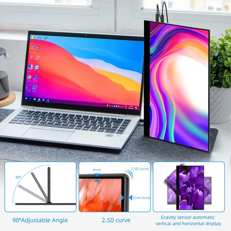 GMKTEC KD2 3840X2160P 4K 15,6 Zoll IPS kapazitiver Touchscreen-Monitor mit zwei Lautsprechern