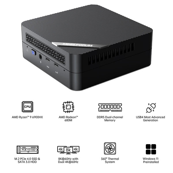 MINISFORUM UM690S Mini PC AMD Ryzen 9 6900HX Windows 11 DDR5 32GB