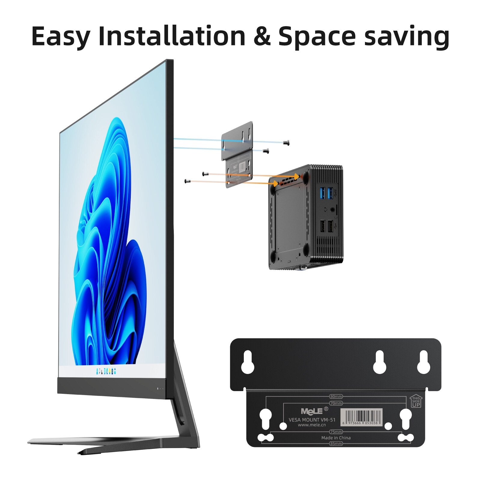 MeLE Leiser HD3 Lüfterloser Mini-PC Windows 11 Pro Celeron N5105 8 GB 128 GB Industrieller IoT-Computer, SSD HDD Gigabit Ethernet PXE 4K