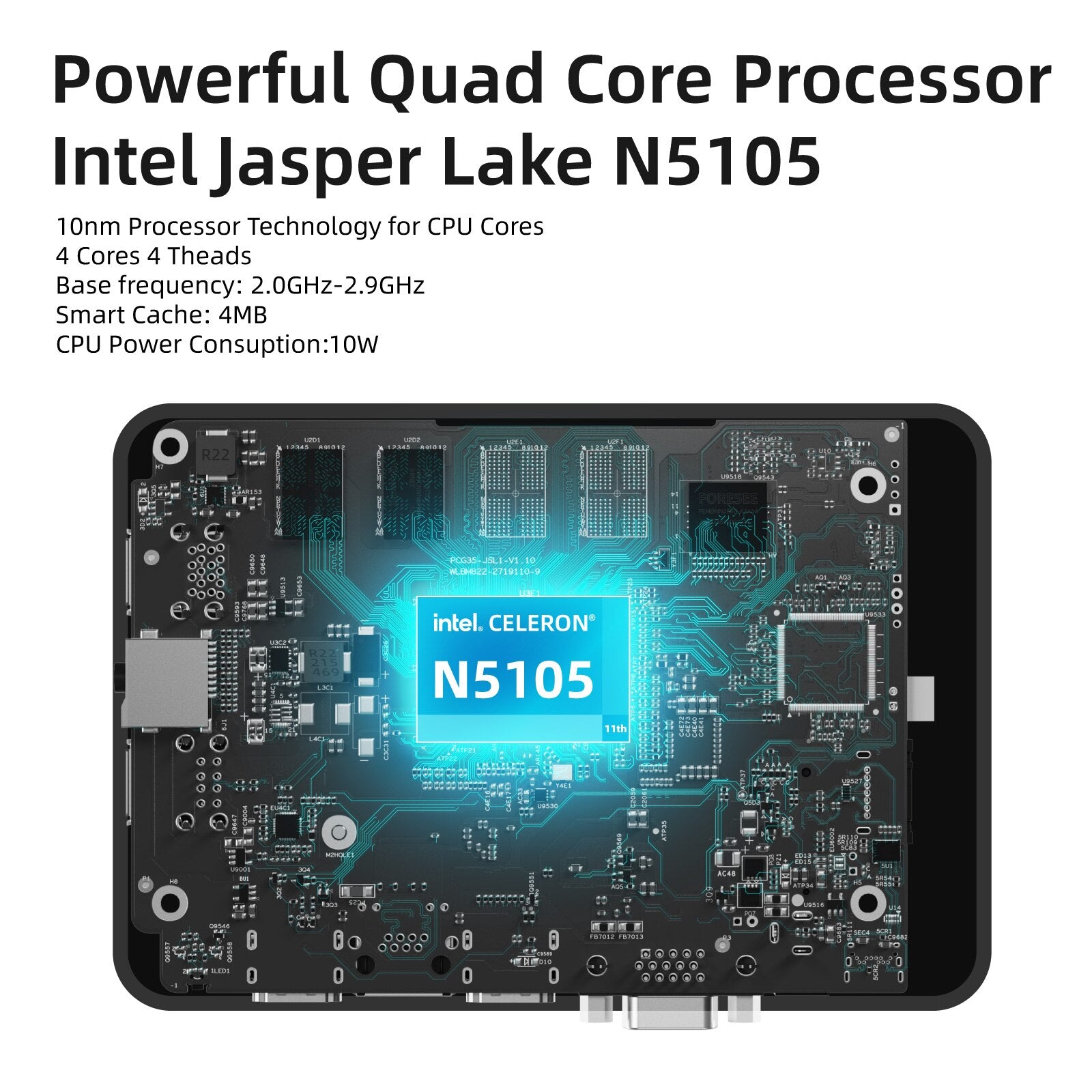 MeLE Leiser HD3 Lüfterloser Mini-PC Windows 11 Pro Celeron N5105 8 GB 128 GB Industrieller IoT-Computer, SSD HDD Gigabit Ethernet PXE 4K