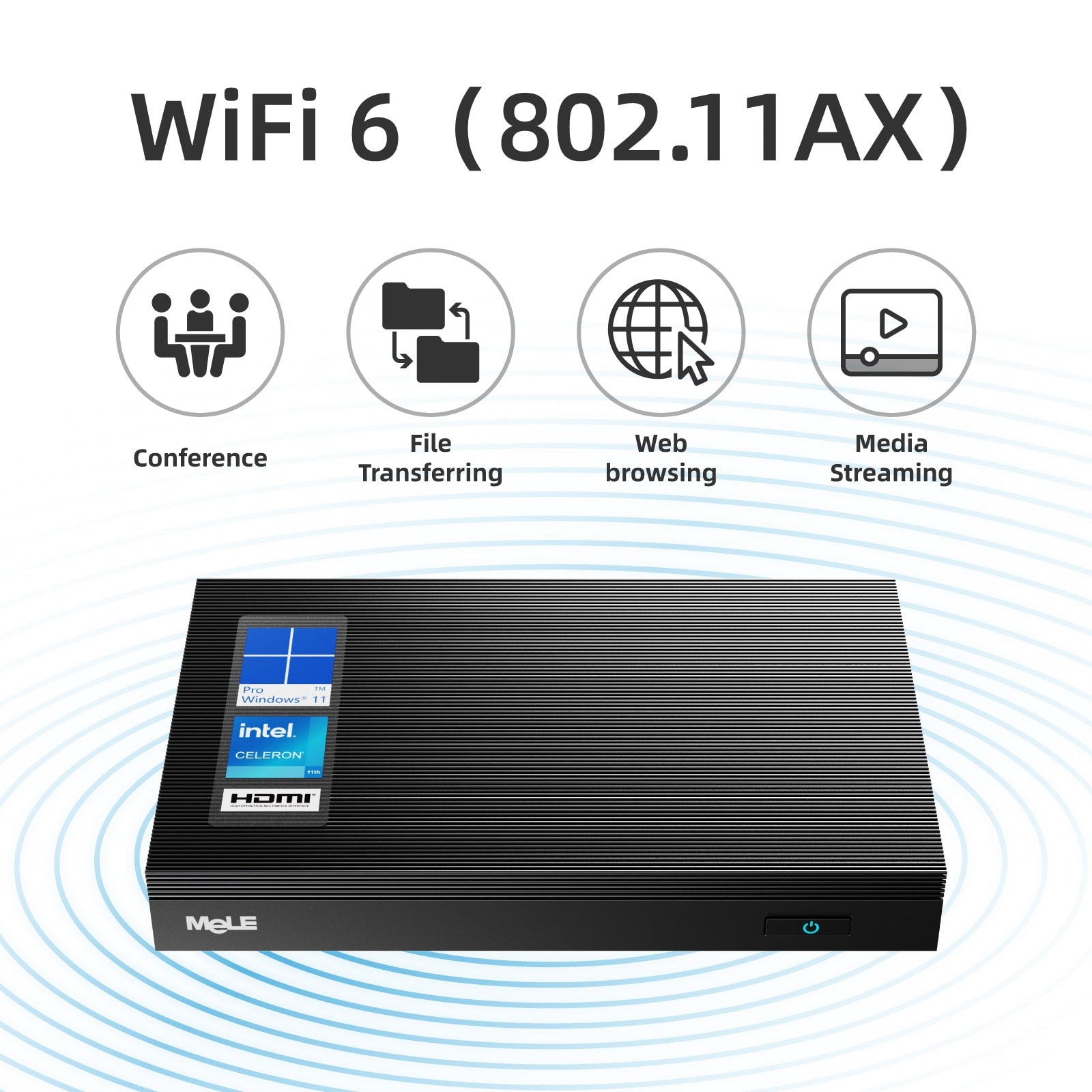 Mele Quieter3Q Wifi 6 Fanless Mini PC Computer Win11 Pro Desktop 4K HDMI