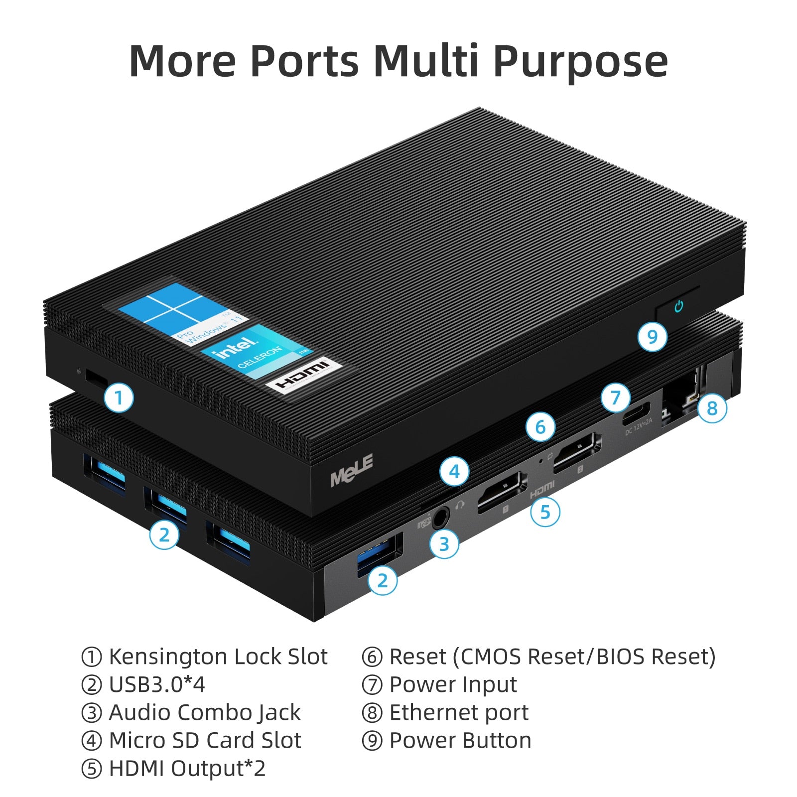 Mele Quieter3Q Wifi 6 Fanless Mini PC Computer Win11 Pro Desktop 4K HDMI