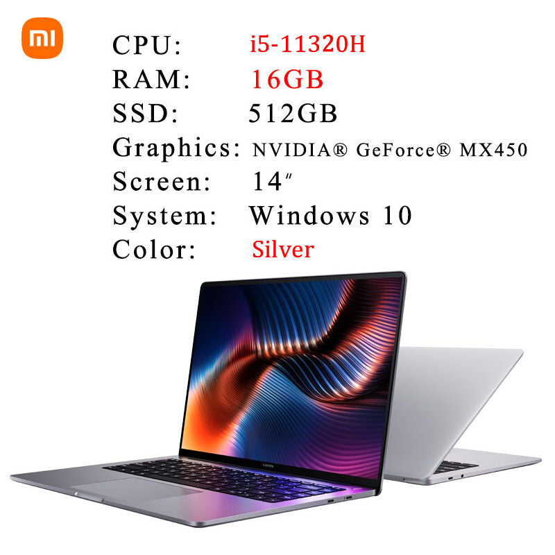 Xiaomi Mi Laptop Pro 14 intel Notebook Enchanced Edition i7-11390H/i5-11320H 16GB 512GB SSD 120Hz 2.5K Screen Computer
