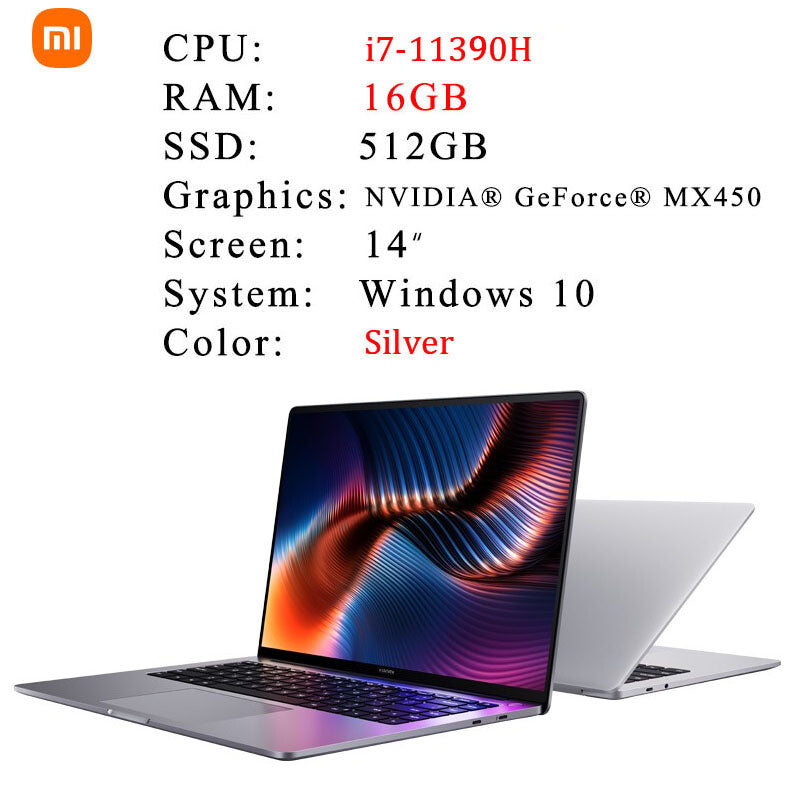 Xiaomi Mi Laptop Pro 14 intel Notebook Enchanced Edition i7-11390H/i5-11320H 16GB 512GB SSD 120Hz 2.5K Screen Computer