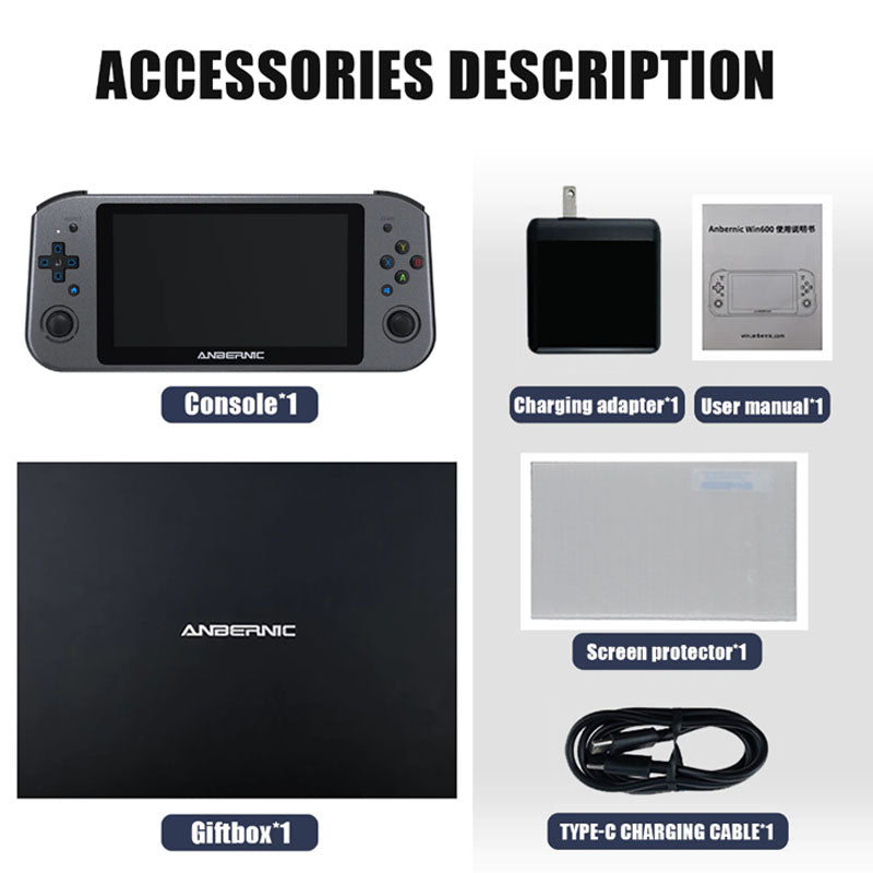 Anbernic Win600 5,94 Zoll Handheld-Spielkonsole mit Steam OS Win 10 AMD 3020e/3050e