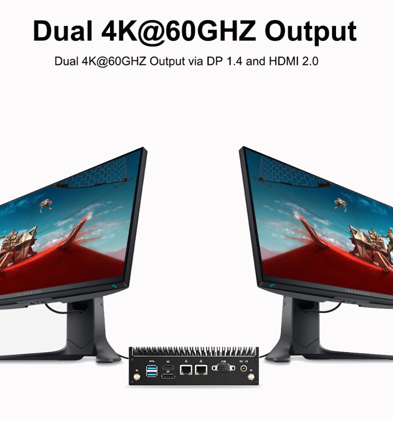 Mini PC Fanless Design Intel  Core i5 i7 Dual Lan 4K Output Gaming Industrial Computer