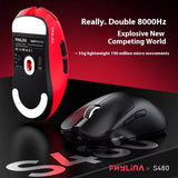 PHYLINA S480 Esports Gaming Mouse wireless 8K PAW3950 PAW3395 Lightweight