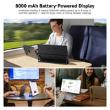 UPERFECT Wireless Portable Monitor Battery-Powered 8000mAh Support AirPlay Miracast 15.6" 1080P IPS USB-C HDMI External Display