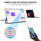 UPERFECT Wireless Portable Monitor Battery-Powered 8000mAh Support AirPlay Miracast 15.6" 1080P IPS USB-C HDMI External Display