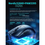 Rawm Sa-Mh01 Wiresless E-Sports Tri Mode Lightweight Ergonomic Paw3395 Gaming Mouse