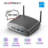 Chatreey Fanless Industrial Mini PC intel N100 Win 11 pro Desktop Computer