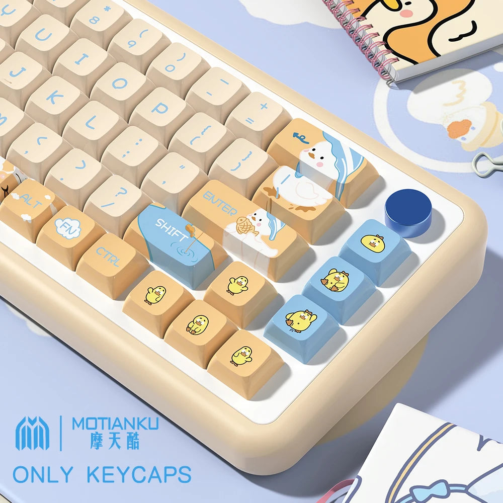 Cute Duck Cartoon Theme Keycaps XDA Profile Key caps Korean English for 61/64/68/84/87/96/98/104 Mechanical Keyboard
