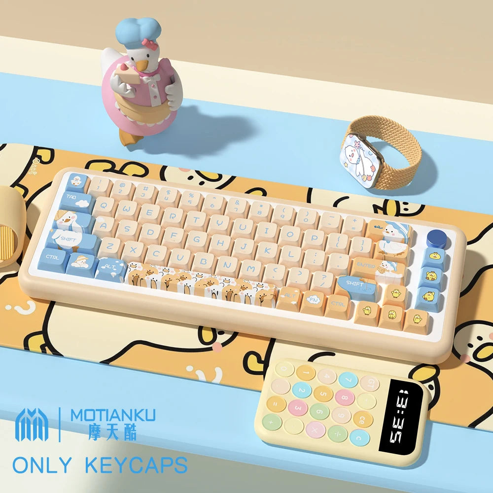 Cute Duck Cartoon Theme Keycaps XDA Profile Key caps Korean English for 61/64/68/84/87/96/98/104 Mechanical Keyboard