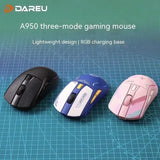 Dareu A950 Wireless Mouse 3-Mode Paw3395 Sensor RGB 88g Lightweight Ergonomics Bluetooth 2.4G Customized