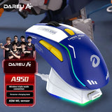 Dareu A950 Wireless Mouse 3-Mode Paw3395 Sensor RGB 88g Lightweight Ergonomics Bluetooth 2.4G Customized