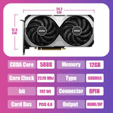 MSI RTX 4070 VENTUS 2X 12G OC Grafikkarten GDDR6X 12GB Videokarten GPU 192Bit 