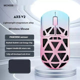 MCHOSE AX5 V2 Wireless Gaming Mouse Tri-mode Magnesium Alloy Paw3950 Sensor Dual 8k Polling Rate Lightweight