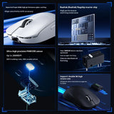 MCHOSE L7 Customized Gaming Mouse 8K Polling Rate With 8K Dongle Lightweight 2.4g BT Three mode Wireless 39g Low Latency