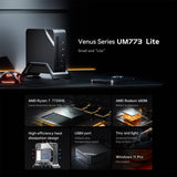 MINISFORUM UM773 Windows 11 Pro Mini PC AMD Ryzen 7 7735HS 8 Cores AMD Radeon 680M DDR5 PCIE4.0 PC Gamer Computer 8K USB4.0