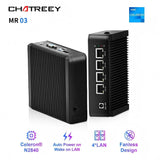 Chatreey Fanless Industrial MR03 Mini PC intel N2840 Desktop Computer 4*Intel LAN i225 for Pfsense Firewall Soft Router